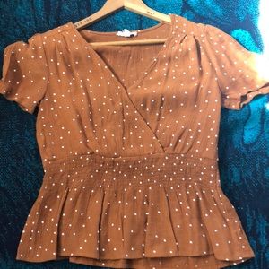 Orange and polka dot blouse